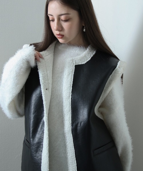 NILWAY（ニルウェイ）の「PUレザームートン ボア ベスト（ベスト・レディース・ブラック・MEDIUM/LARGE）」の20枚目の写真