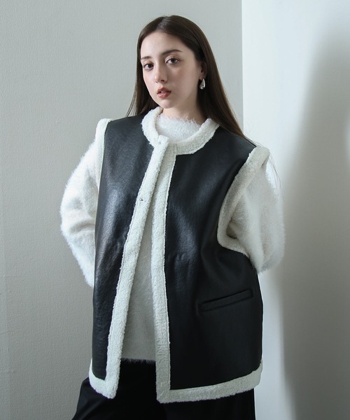 NILWAY（ニルウェイ）の「PUレザームートン ボア ベスト（ベスト・レディース・ブラック・MEDIUM/LARGE）」の19枚目の写真