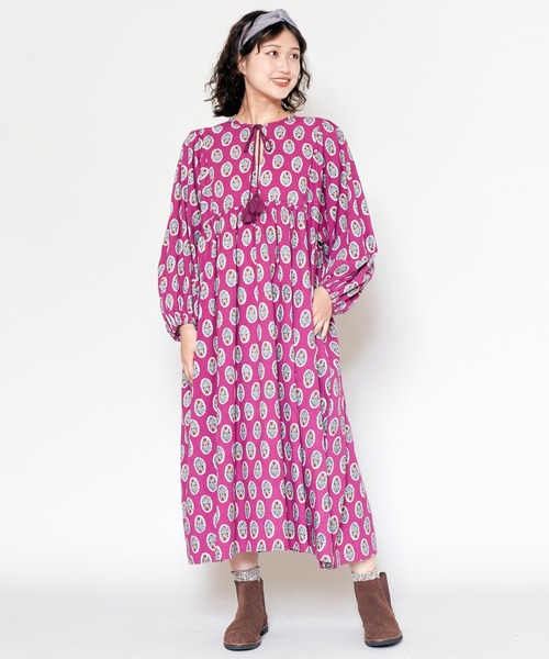 チャイハネ（チャイハネ）の「【チャイハネ】アロラワンピース（ワンピース・レディース・ブルー/ブラウン/パープル/レッド/マスタード/ネイビー/グリーン/イエロー/ピンク・FREE）」の8枚目の写真