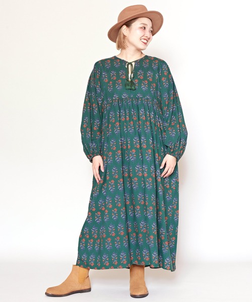 チャイハネ（チャイハネ）の「【チャイハネ】アロラワンピース（ワンピース・レディース・ブルー/ブラウン/パープル/レッド/マスタード/ネイビー/グリーン/イエロー/ピンク・FREE）」の2枚目の写真