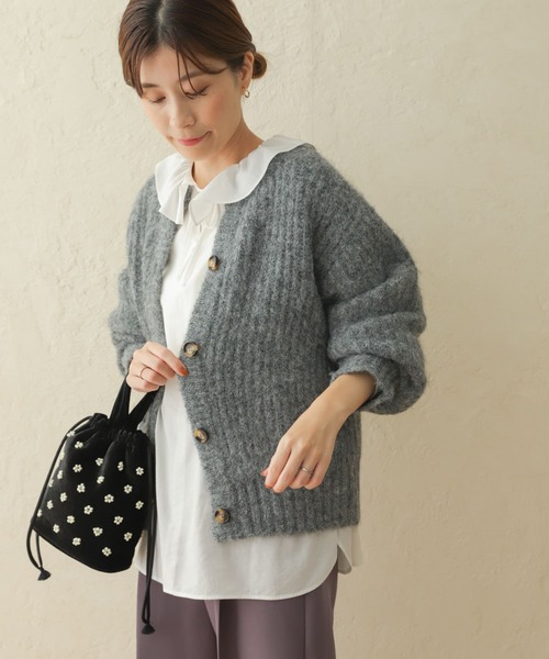 URBAN RESEARCH DOORS(アーバンリサーチドアーズ)の「『高山都×DOORS』ウールミックスカタアゼニットカーディガン(カーディガン/ボレロ・レディース・レッド/グレー・MEDIUM)」の7枚目の写真