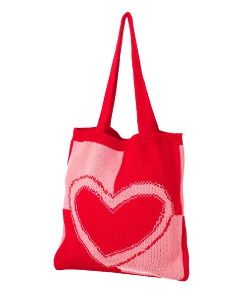 anap mimpi（アナップミンピ）の「ハートバイカラーニットトートバッグ（トートバッグ・レディース・ターコイズブルー/レッド・FREE）」の9枚目の写真
