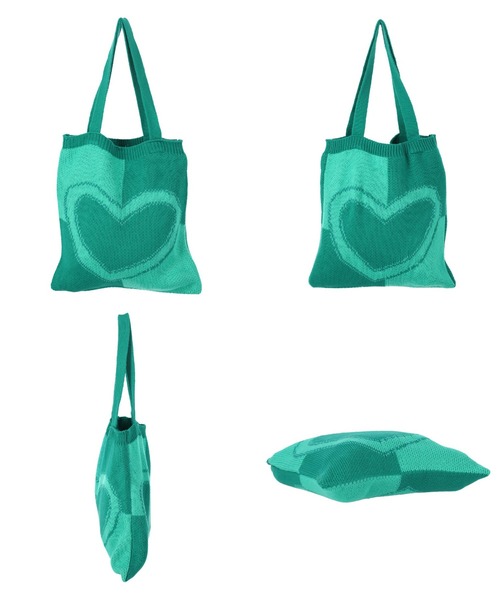 anap mimpi（アナップミンピ）の「ハートバイカラーニットトートバッグ（トートバッグ・レディース・ターコイズブルー/レッド・FREE）」の11枚目の写真