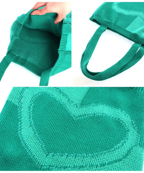 anap mimpi（アナップミンピ）の「ハートバイカラーニットトートバッグ（トートバッグ・レディース・ターコイズブルー/レッド・FREE）」の12枚目の写真