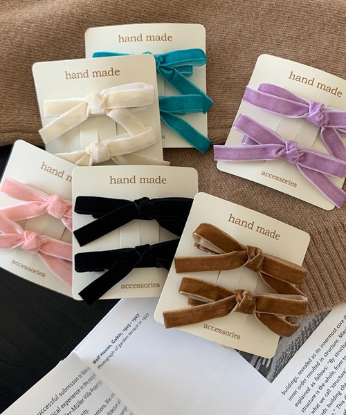 Nia（ニア）の「Nia(ニア)/【フレンチガーリーな雰囲気に】バレエコア　2set ベロアリボンヘアピン（ヘアピン・レディース・パープル/アイボリー/グリーン/ブラック/ピンク/ブラウン・FREE）」の9枚目の写真