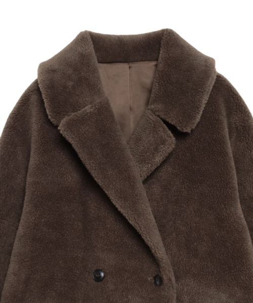 anuans（アニュアンス）の「ウールブレンドボアダブルロングコート（ステンカラーコート・レディース・アイボリー/カーキ・FREE）」の12枚目の写真