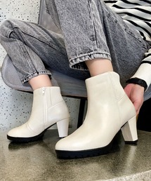 リブニット」に該当するブーツ（ホワイト/白色系）ファッション通販