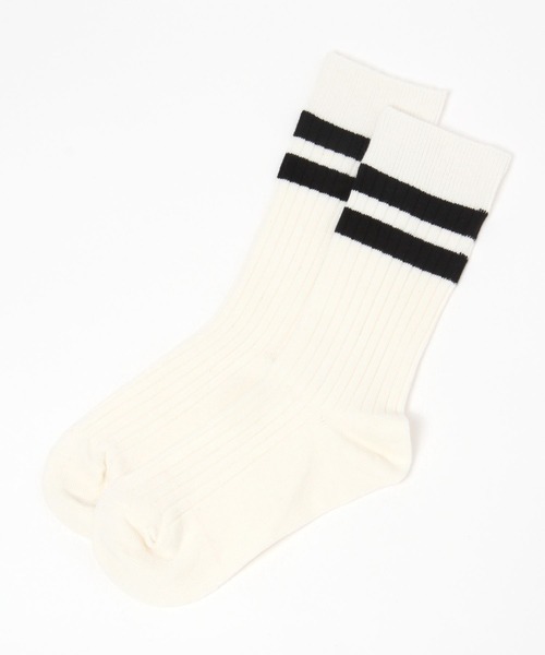 repipi armario（レピピ アルマリオ）の「ミドルリブラインソックス（ソックス/靴下・キッズ・ホワイト/ブラック/ブラック系その他/ブラック系その他2/グレー/ベージュ/グリーン/カーキ/ブルー/ライトブルー/パープル/ピンク・FREE）」の2枚目の写真