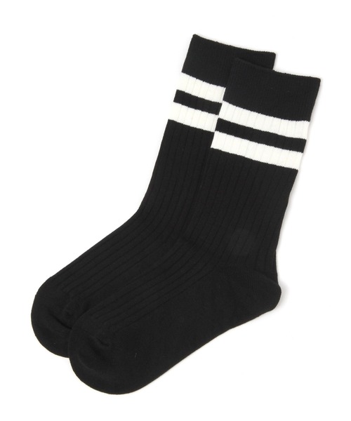 repipi armario（レピピ アルマリオ）の「ミドルリブラインソックス（ソックス/靴下・キッズ・ホワイト/ブラック/ブラック系その他/ブラック系その他2/グレー/ベージュ/グリーン/カーキ/ブルー/ライトブルー/パープル/ピンク・FREE）」の3枚目の写真