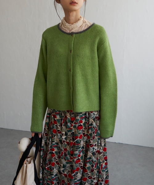 LBC（エルビーシー）の「配色ショートカーディガン（カーディガン/ボレロ・レディース・オフホワイト/グレー/ブルー/グリーン・M/L）」の4枚目の写真