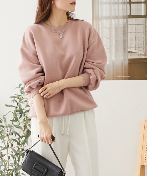 nissen（ニッセン）の「【販売終了】裏起毛ボリューム袖トレーナー（スウェット・レディース・アイボリー/ブルー/杢グレー/ピンク/ブラック/ネイビー/ベージュ・LL/L/M/S）」の7枚目の写真