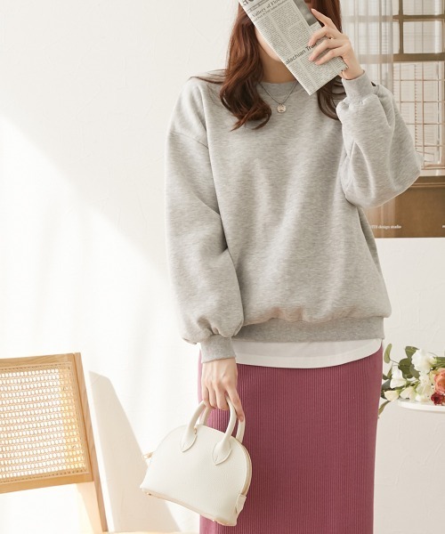 nissen（ニッセン）の「【販売終了】裏起毛ボリューム袖トレーナー（スウェット・レディース・アイボリー/ブルー/杢グレー/ピンク/ブラック/ネイビー/ベージュ・LL/L/M/S）」の10枚目の写真