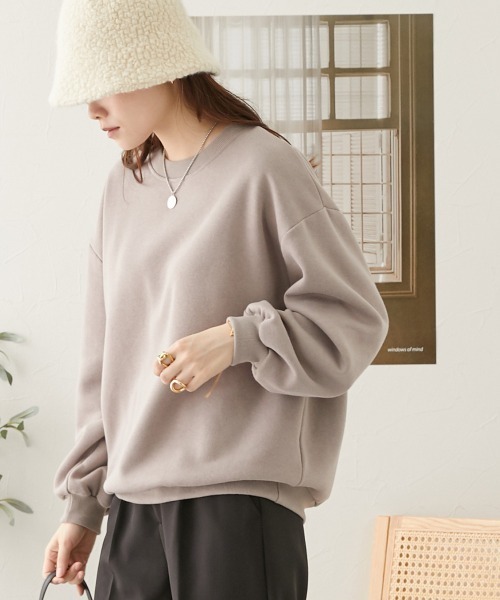 nissen（ニッセン）の「【販売終了】裏起毛ボリューム袖トレーナー（スウェット・レディース・アイボリー/ブルー/杢グレー/ピンク/ブラック/ネイビー/ベージュ・LL/L/M/S）」の15枚目の写真
