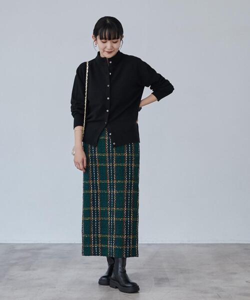 coen（コーエン）の「【WEB限定】Iラインツイードスカート（スカート・レディース・ブラック/ダークグリーン・M/L）」の6枚目の写真