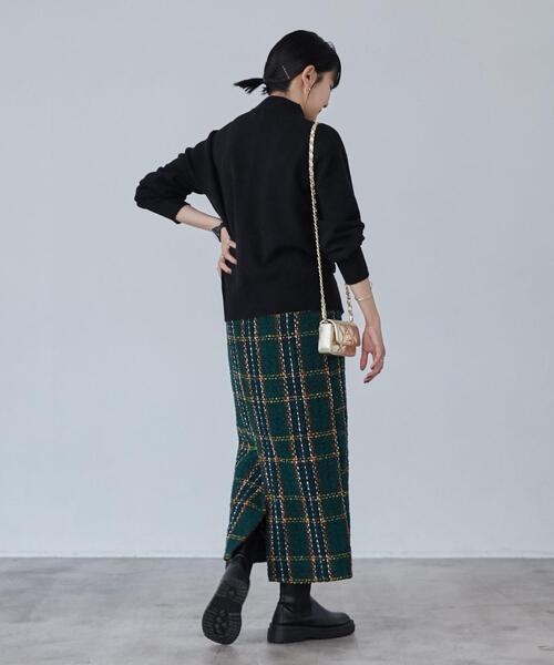 coen（コーエン）の「【WEB限定】Iラインツイードスカート（スカート・レディース・ブラック/ダークグリーン・M/L）」の7枚目の写真