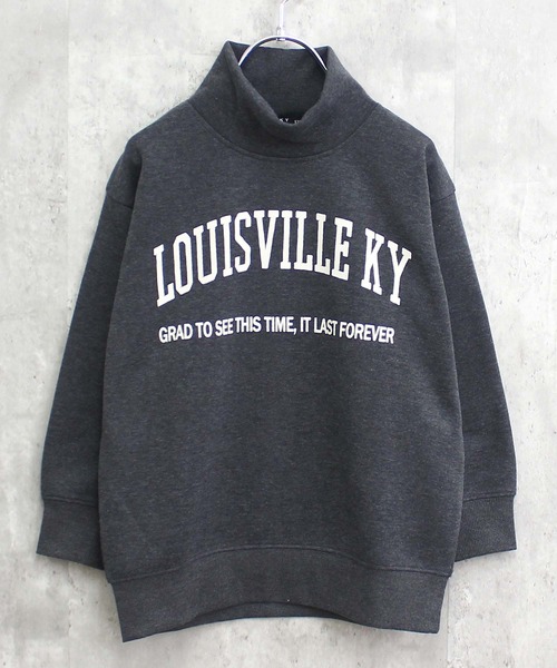 THE CASUAL（カジュアル）の「裏起毛　ワイドシルエット　タートルネックトレーナー（スウェット・キッズ・グレー系3/杢グレー/グレー系/グレー系4/ブラック系/ブラック/ベージュ/グレー系2/グレイッシュベージュ/ベージュ系/オートミール/ダークグリーン/ブラウン系/ベージュ系1/ネイビー/グレー系1・150cm/160cm/130cm/140cm/110cm/120cm）」の4枚目の写真