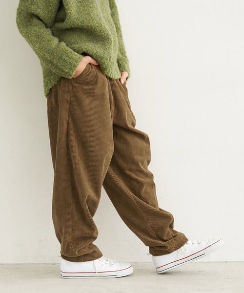 coca（coca）（コカ）の「キッズ　コーデュロイタックパンツ（その他パンツ・キッズ・アイボリー/ブラウン・130/140/110/120）」の5枚目の写真