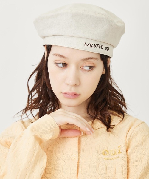 MILKFED.（ミルクフェド）の「MILKFED USA BERET（ハンチング/ベレー帽・レディース・ブラック/オフホワイト/ブルー・ONE SIZE）」の4枚目の写真