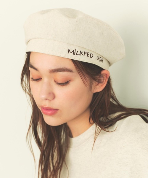 MILKFED.（ミルクフェド）の「MILKFED USA BERET（ハンチング/ベレー帽・レディース・ブラック/オフホワイト/ブルー・ONE SIZE）」の11枚目の写真