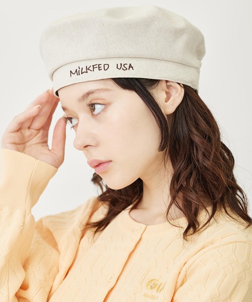 MILKFED.（ミルクフェド）の「MILKFED USA BERET（ハンチング/ベレー帽・レディース・ブラック/オフホワイト/ブルー・ONE SIZE）」の15枚目の写真