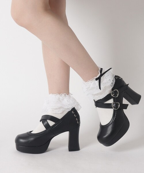 cs T&P(シーエスティーアンドピー)の「厚底チャンキーヒールパンプス(パンプス・レディース・ブラック/アイボリー/レッド系1/ブラック系1・L/LL/S/M)」の3枚目の写真