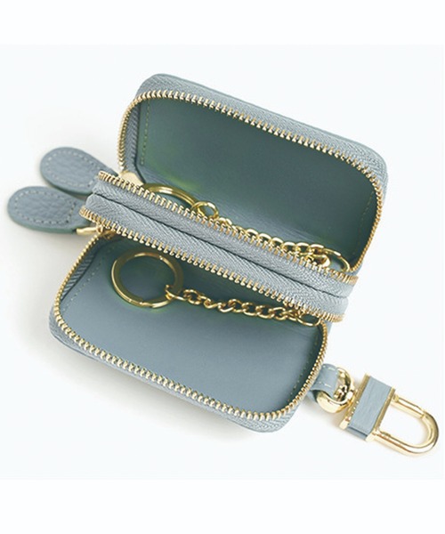 本革 ダブルファスナー キーケース ポーチ（キーケース/キー