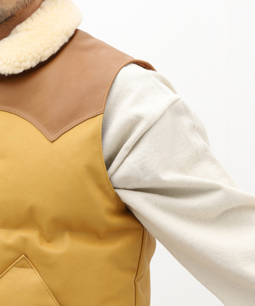 Rocky Mountain FeatherBed(ロッキー マウンテン フェザーベッド)の「【Rocky Mountain Featherbed】LEATHER CHRISTY VEST(ダウンベスト・メンズ・ブラック/ブラウン系その他・38/46/42)」の9枚目の写真