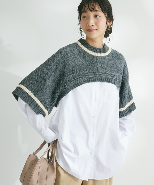 CRAFT STANDARD BOUTIQUE（クラフトスタンダードブティック）の「2WAYケーブルニットベスト（ベスト・レディース・ベージュ/ブラック/グレー/アイボリー・FREE）」の4枚目の写真