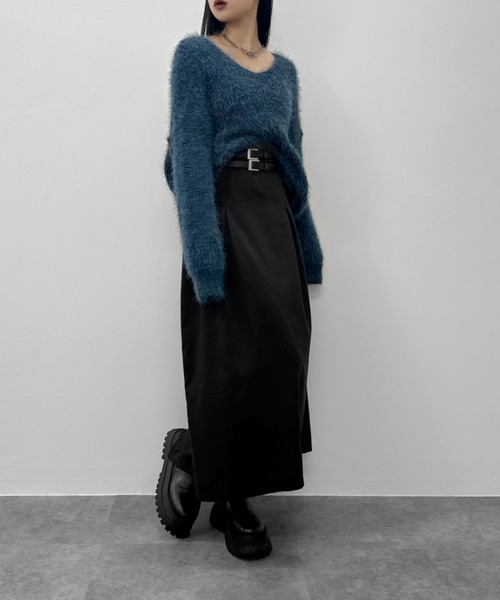 LVEU.(ラブユ.)の「【LVEU.】ワイドネックシャギープルオーバー / トップス カットソー ニット シャギー 起毛 ワイドネック Uネック ブラック ネイビー チャコール グレー(ニット/セーター・レディース・ブラック/ブルー/チャコールグレー・FREE)」の10枚目の写真