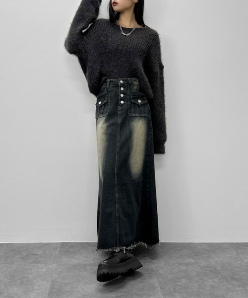 LVEU.(ラブユ.)の「【LVEU.】ワイドネックシャギープルオーバー / トップス カットソー ニット シャギー 起毛 ワイドネック Uネック ブラック ネイビー チャコール グレー(ニット/セーター・レディース・ブラック/ブルー/チャコールグレー・FREE)」の15枚目の写真