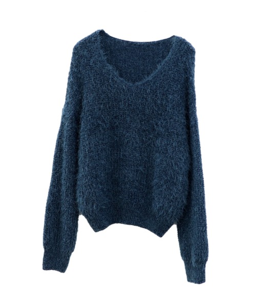 LVEU.(ラブユ.)の「【LVEU.】ワイドネックシャギープルオーバー / トップス カットソー ニット シャギー 起毛 ワイドネック Uネック ブラック ネイビー チャコール グレー(ニット/セーター・レディース・ブラック/ブルー/チャコールグレー・FREE)」の19枚目の写真