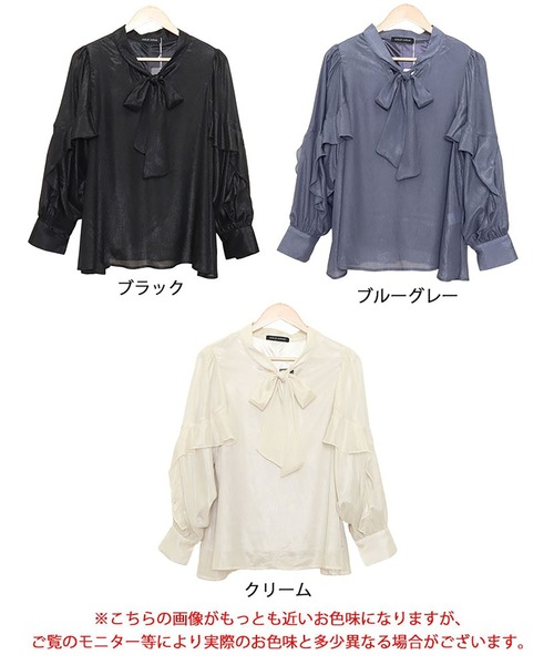 GOLDJAPAN(ゴールドジャパン)の「ボウタイオーガンジーブラウス【大きいサイズ対応】(シャツ/ブラウス・レディース・ブラック/ブルーグレー/クリーム・LL/3L/4L/5L)」の19枚目の写真