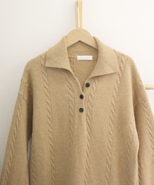 Miniministore(ミニミニストア)の「ケーブル編み ニットワンピース 韓国秋冬(ワンピース・レディース・ダークベージュ/アイボリー・フリー)」の11枚目の写真