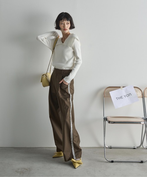 THE YOn（ザヨン）の「グリッターフリンジサイドラインスラックス（スラックス・レディース・ブラック/グレー/タン/ブラウン・S/M）」の15枚目の写真