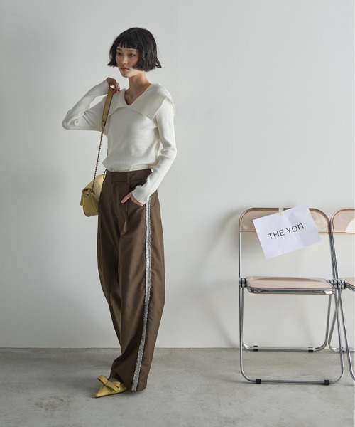 THE YOn（ザヨン）の「グリッターフリンジサイドラインスラックス（スラックス・レディース・ブラック/グレー/タン/ブラウン・S/M）」の16枚目の写真