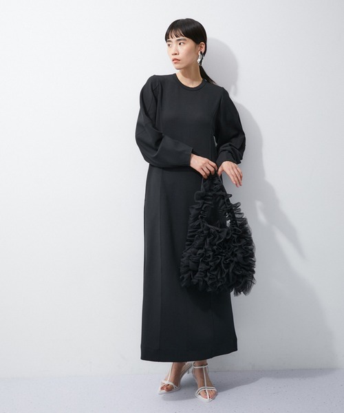 ADAM ET ROPE'（アダムエロペ）の「【サステナブル】ラッフルスカーフコンビワンピース（ワンピース・レディース・キナリ/ブラック・FREE）」の9枚目の写真