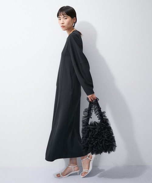 ADAM ET ROPE'（アダムエロペ）の「【サステナブル】ラッフルスカーフコンビワンピース（ワンピース・レディース・キナリ/ブラック・FREE）」の10枚目の写真