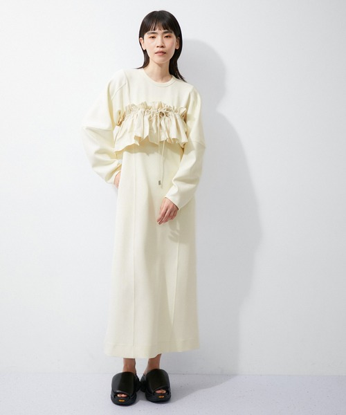 ADAM ET ROPE'（アダムエロペ）の「【サステナブル】ラッフルスカーフコンビワンピース（ワンピース・レディース・キナリ/ブラック・FREE）」の11枚目の写真