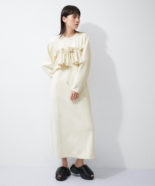 ADAM ET ROPE'（アダムエロペ）の「【サステナブル】ラッフルスカーフコンビワンピース（ワンピース・レディース・キナリ/ブラック・FREE）」の12枚目の写真