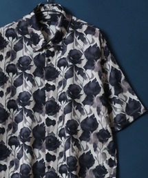 Georgette Total Pattern Print Big Silhouette Thickness Shirt/ジョーゼット 総柄プリント ビッグシルエット とろみシャツ セットアップ対応