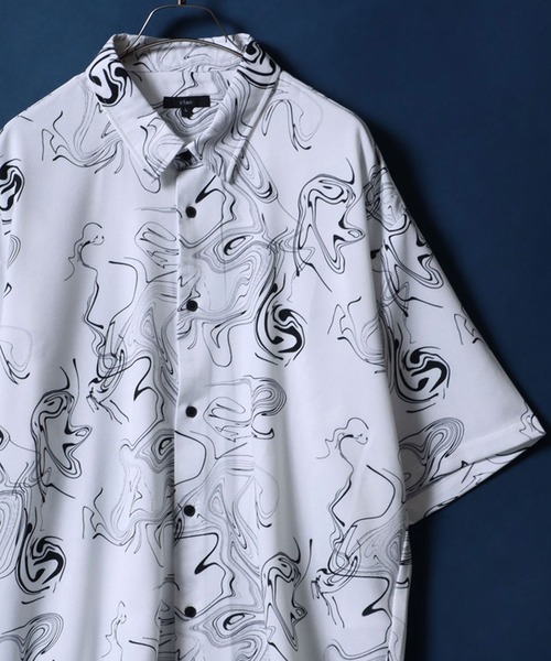 ANPAS(アンパス)の「Georgette Total Pattern Print Big Silhouette Thickness Shirt/ジョーゼット 総柄プリント ビッグシルエット とろみシャツ セットアップ対応(シャツ/ブラウス・メンズ・ブラック系その他3/ホワイト系その他4/ワイン/ブラウン系その他/ブラック/ホワイト系その他2/ブルー/ホワイト×ブラック/ホワイト系その他5/アイボリー/ブラック系その他7/ホワイト系その他/ブラウン系その他3/ブラック系その他6/ブラック系その他4/ホワイト系その他3/ブラウン/ホワイト/ブラック×ブラック/ブラウン系その他2/ブラック系その他5/ベージュ/ブラック系その他/ブラック系その他2/ベージュ系その他/ホワイト系その他6/ブラック系/ブラック系1/ブラック系2/ブラウン系その他4・L/M)」の5枚目の写真