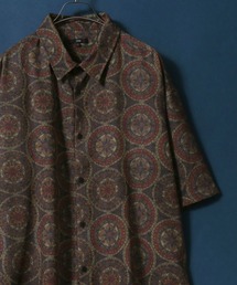 Georgette Total Pattern Print Big Silhouette Thickness Shirt/ジョーゼット 総柄プリント ビッグシルエット とろみシャツ セットアップ対応