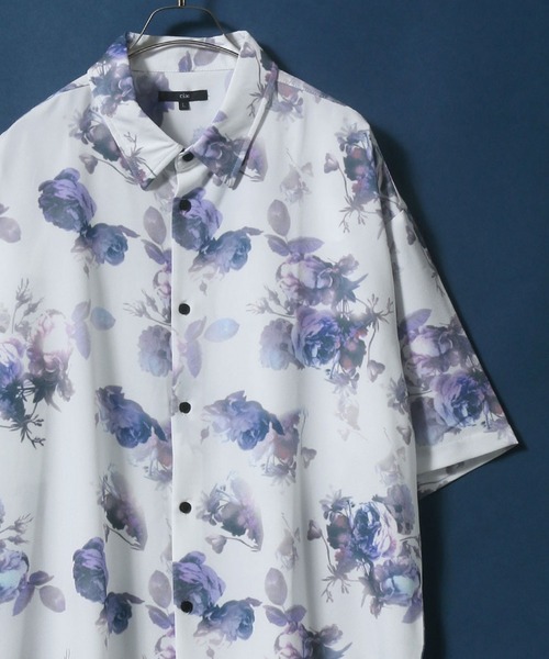 ANPAS(アンパス)の「Georgette Total Pattern Print Big Silhouette Thickness Shirt/ジョーゼット 総柄プリント ビッグシルエット とろみシャツ セットアップ対応(シャツ/ブラウス・メンズ・ブラック系その他3/ホワイト系その他4/ワイン/ブラウン系その他/ブラック/ホワイト系その他2/ブルー/ホワイト×ブラック/ホワイト系その他5/アイボリー/ブラック系その他7/ホワイト系その他/ブラウン系その他3/ブラック系その他6/ブラック系その他4/ホワイト系その他3/ブラウン/ホワイト/ブラック×ブラック/ブラウン系その他2/ブラック系その他5/ベージュ/ブラック系その他/ブラック系その他2/ベージュ系その他/ホワイト系その他6/ブラック系/ブラック系1/ブラック系2/ブラウン系その他4・L/M)」の2枚目の写真