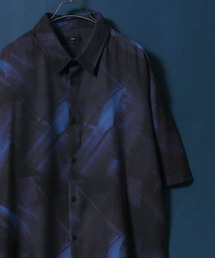 Georgette Total Pattern Print Big Silhouette Thickness Shirt/ジョーゼット 総柄プリント ビッグシルエット とろみシャツ セットアップ対応