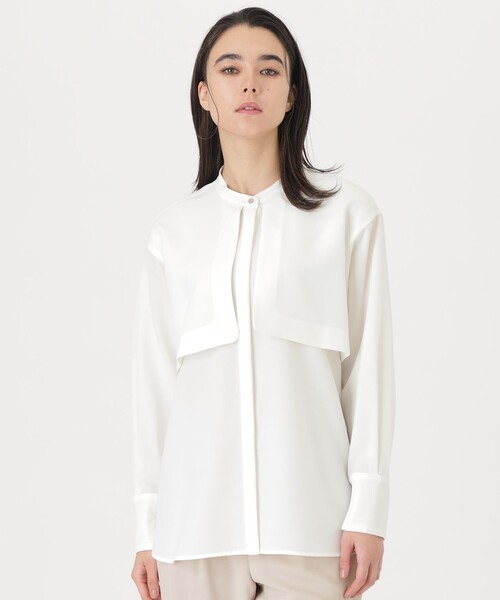 CAST:（キャストコロン）の「【1枚で着映える/セットアップ】ガンパッチブラウス（シャツ/ブラウス・レディース・ホワイト/ネイビー/ピンク系その他2・S/M）」の2枚目の写真
