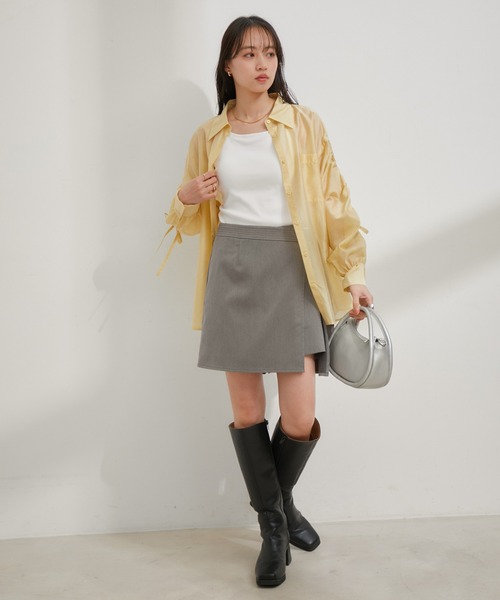 VIS(ビス)の「【SET】【マルチWAY】ウエストベルトラップスカート/ショートパンツ【洗える】(その他パンツ・レディース・グレー/ブラック・M/S)」の5枚目の写真