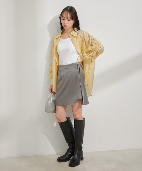VIS(ビス)の「【SET】【マルチWAY】ウエストベルトラップスカート/ショートパンツ【洗える】(その他パンツ・レディース・グレー/ブラック・M/S)」の7枚目の写真