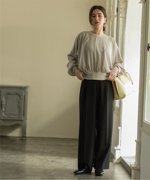 OPAQUE.CLIP（オペークドットクリップ）の「◆≪SS-LLsize≫ 着丈が選べる！美脚ストレッチストレートワイドパンツ【UV/抗ピリング/洗濯機洗い可】（その他パンツ・レディース・ブラック/グレー系2/ピンク/ベージュ・02/03/34/36/38/40/42）」の5枚目の写真