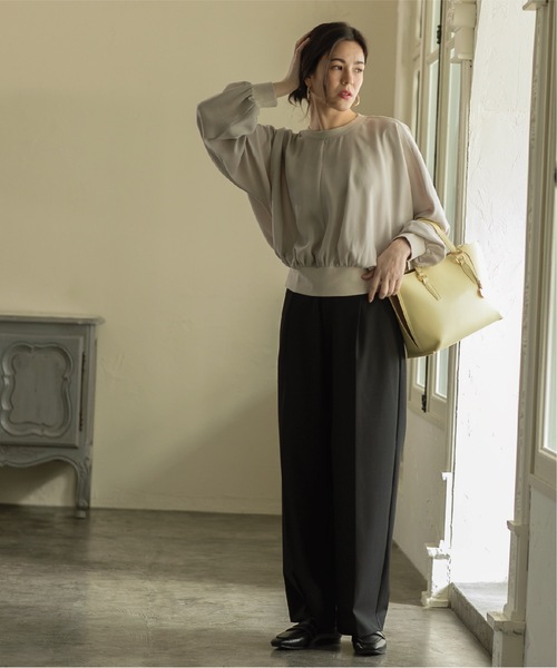 OPAQUE.CLIP（オペークドットクリップ）の「◆≪SS-LLsize≫ 着丈が選べる！美脚ストレッチストレートワイドパンツ【UV/抗ピリング/洗濯機洗い可】（その他パンツ・レディース・ブラック/グレー系2/ピンク/ベージュ・02/03/34/36/38/40/42）」の6枚目の写真