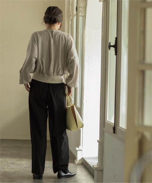 OPAQUE.CLIP（オペークドットクリップ）の「◆≪SS-LLsize≫ 着丈が選べる！美脚ストレッチストレートワイドパンツ【UV/抗ピリング/洗濯機洗い可】（その他パンツ・レディース・ブラック/グレー系2/ピンク/ベージュ・02/03/34/36/38/40/42）」の8枚目の写真